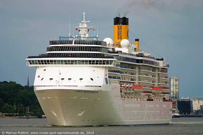 Das Kreuzfahrtschiff COSTA MEDITERRANEA von der Kreuzfahrtreederei Costa Crociere am 29. Juni 2014 in Hamburg (Deutschland).