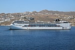 Kreuzfahrtschiff MSC ARMONIA am 18. Mai 2022 in Mykonos Stadt auf der Insel Mykonos (Griechenland)