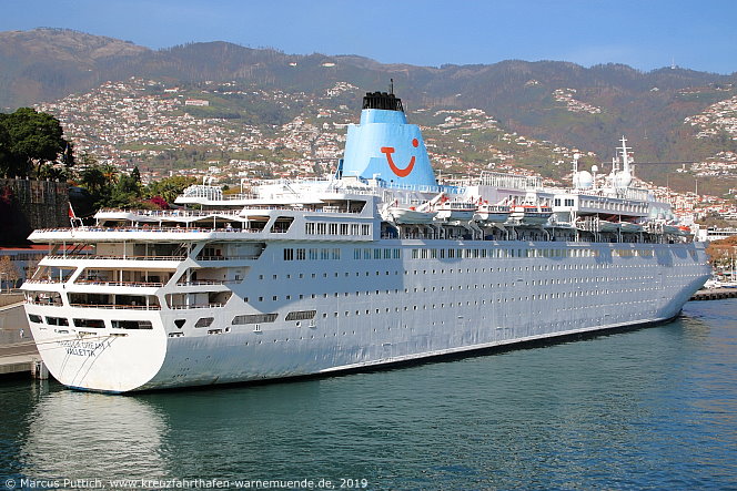 Das Kreuzfahrtschiff MARELLA DREAM am 25. Februar 2019 in Funchal auf der Insel Madeira (Portugal).