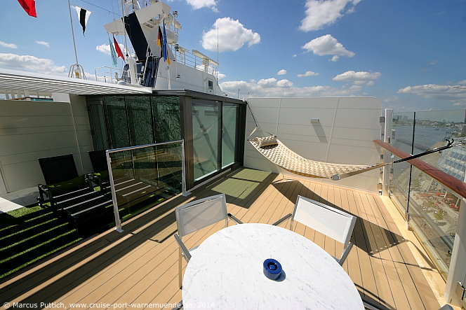 Kreuzfahrtschiff MEIN SCHIFF 3: Eine Himmel & Meer Suite (Außenbereich) auf Deck 15 Brise.