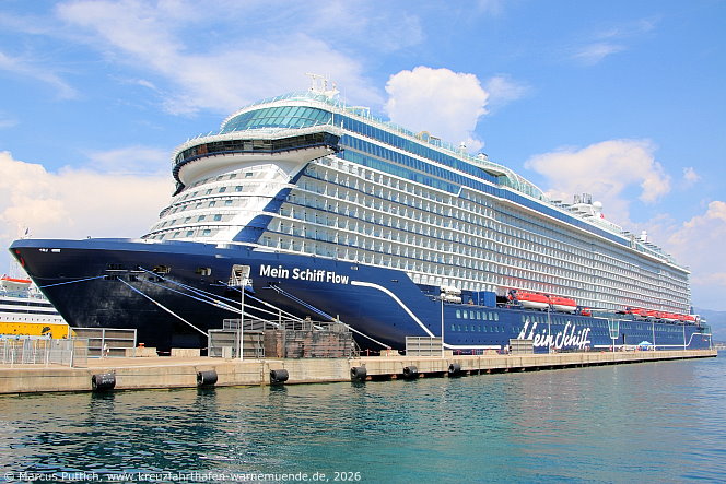 Das Kreuzfahrtschiff MEIN SCHIFF FLOW am 29. Juni 2026 in Ajaccio auf der Insel Korsika (Frankreich).