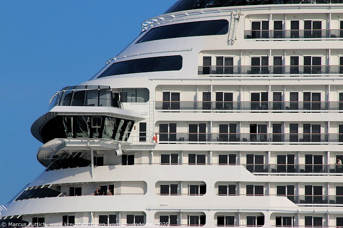 Das Kreuzfahrtschiff MSC EURIBIA von der Kreuzfahrtreederei MSC Crociere am 19. Juli 2025 in Kiel (Deutschland).