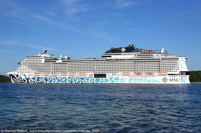 Das Kreuzfahrtschiff MSC EURIBIA von der Kreuzfahrtreederei MSC Crociere am 19. Juli 2025 in Kiel (Deutschland).