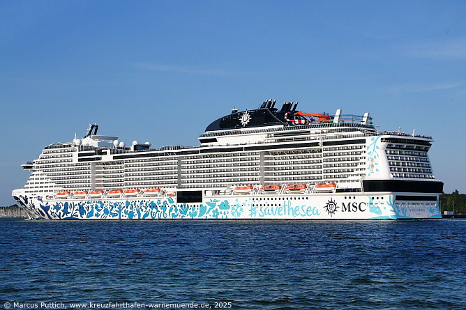 Das Kreuzfahrtschiff MSC EURIBIA von der Kreuzfahrtreederei MSC Crociere am 19. Juli 2025 in Kiel (Deutschland).