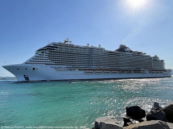 Das Kreuzfahrtschiff MSC SEASCAPE am 06. April 2024 in Miami, FL (USA).