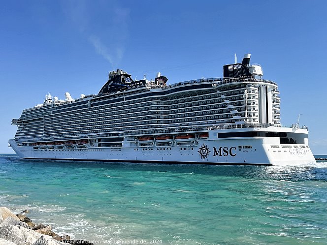 Das Kreuzfahrtschiff MSC SEASCAPE am 06. April 2024 in Miami, FL (USA).