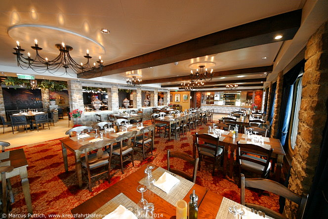 Kreuzfahrtschiff NORWEGIAN GETAWAY: Das La Cucina Italian Restaurant auf Deck 08.