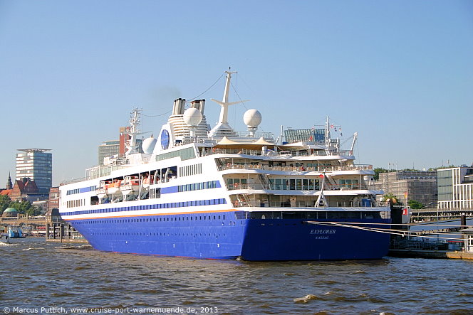 Das Kreuzfahrtschiff EXPLORER am 06. September 2013 in Hamburg (Deutschland).