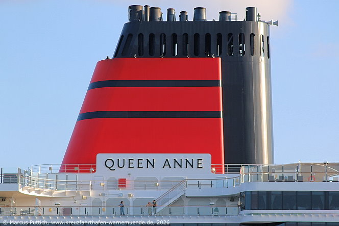 Das Kreuzfahrtschiff QUEEN ANNE von der Kreuzfahrtreederei Cunard Line am 14. Juli 2026 in Hamburg (Deutschland).