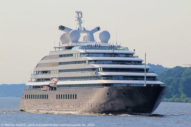 Das Kreuzfahrtschiff SCENIC ECLIPSE II von der Kreuzfahrtreederei Scenic Luxury Cruises & Tours am 03. August 2026 in Hamburg (Deutschland).