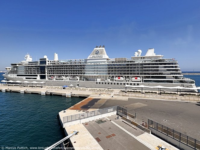 Das Kreuzfahrtschiff SILVER RAY von der Kreuzfahrtreederei Silversea Cruises<BR>am 26. Juni 2026 in Palma auf der Insel Mallorca (Spanien).