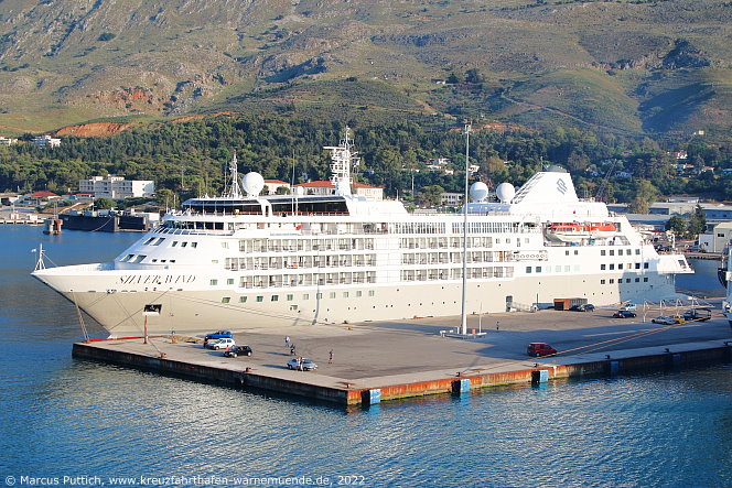 Das Kreuzfahrtschiff SILVER WIND am 21. Mai 2022 in Souda auf der Insel Kreta (Griechenland).