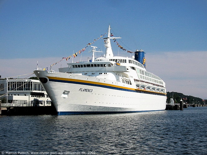 Das Kreuzfahrtschiff FLAMENCO am 03. August 2002 in Kiel (Deutschland).